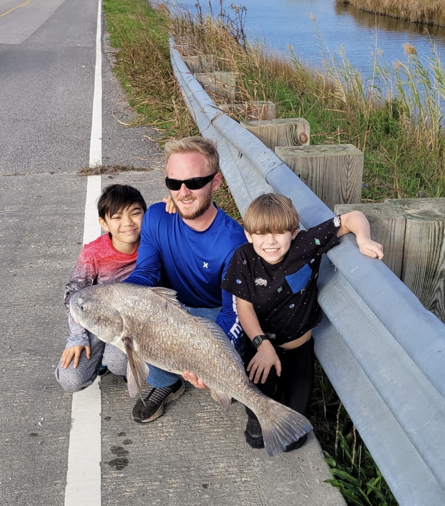 Big drum with nephew and friends