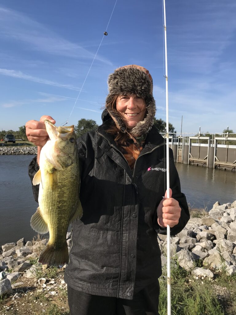 MAMMA MEL catching bass at canal in hopedale